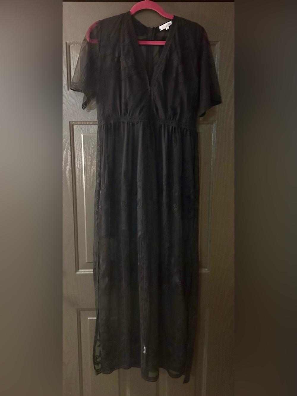 Eleter Black Lace Overlay Maxi Dress With Built In Shorts